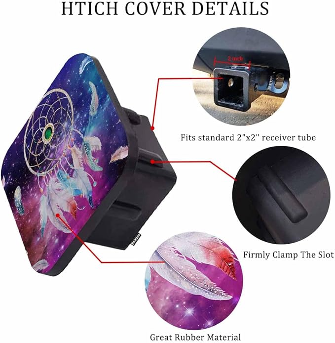 Tow Hitch Covers Dream Catcher, Colorful Galaxy Space Feather Dreamcatcher Auto 2 Inch Trailer Hitch Cover Plug Cap Insert Receiver Tube Hitch Covers for Most Cars Trucks SUVs
