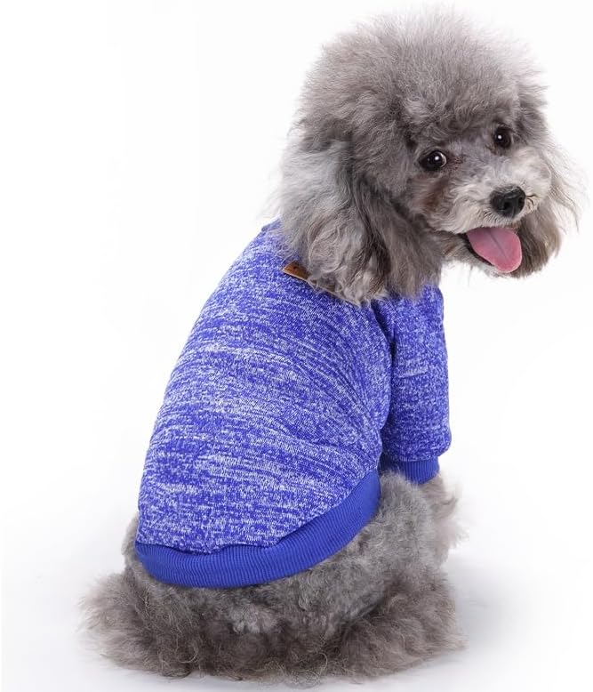 2 Pieces Pet Dog Classic Knitwear Sweater, Fleece Coat for Small,Medium Dogs,Warm Pet Dog Cat Clothes,Soft Puppy Customes for Chihuahua Yorkshire Tzu (Blue Dark Navy,L)
