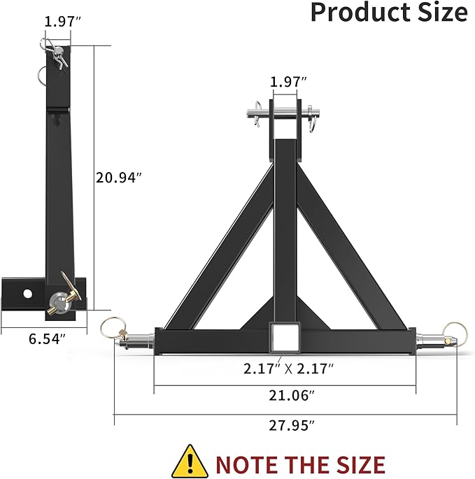 YINTATECH 3 Point 2" Receiver Trailer Hitch Heavy Duty Drawbar Adapter Cat 1 Tractor Tow Compatible for John Deere, Kubota, BX, LM25H, WLM Tractor, NorTrac, Yanmar, Kioti, Cat