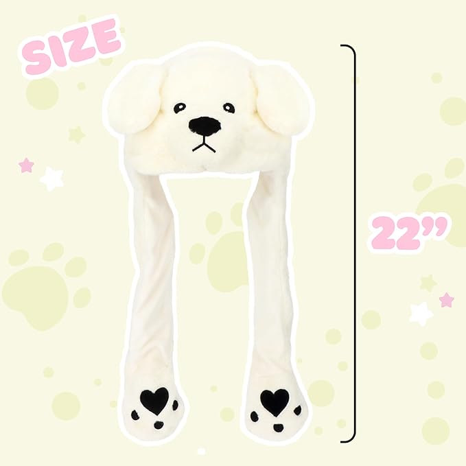 Animal Hat with Ears Moving Jumping Pop Up Beating Hat Plush Holiday Cosplay Dress Up Funny Gift for Kids