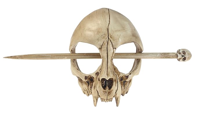 Cat Skull Hair Stick, Gothic Feline Skull Resin Bone Hair Slide Barrette for Women, Cat Skull Hair Clip Halloween Cosplay Witchcore Hairpin, Spooky Updo Holder (1 Piece)