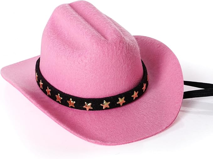 Pet Cowboy Costume Halloween Costumes for Small Pet Dogs Cat Cowboy Hat with Bandana Scarf Set Party Accessories (Pink, Small)