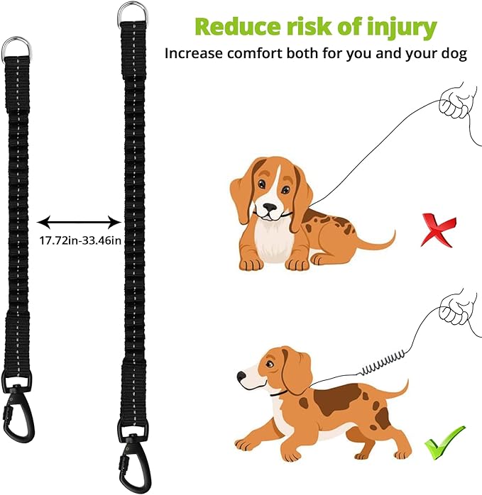 Long Dog Leash 10 FT: Heavy Duty Rope Leashes for Dogs Training with Swivel Lockable Hook Reflective Threads Bungee and Padded Handle - Dog Lead for Large Small Medium Dogs Outside Walking Hiking