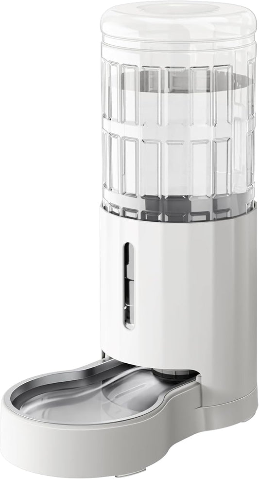 CZPET Automatic 9L Dog and Cat Water Dispenser with Stainless Steel Bowl Gravity Waterer,100% BPA-Free,Large Capacity and Drinking Area Noise-Free for Pets(9L Water Dispenser, White)