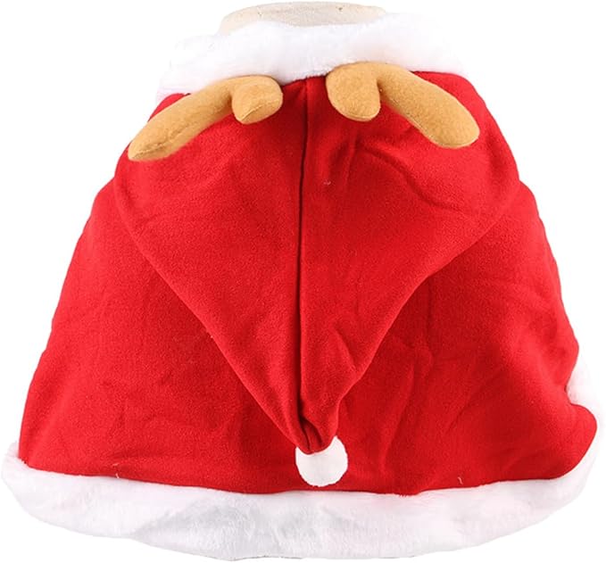 Christmas Cat Cape Costume - Adjustable Pet Role-Playing Accessories Set for Small-Sized Cats, Christmas Eve Party Decoration (Reindeer, S)