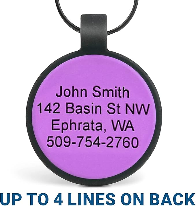 GoTags Silent Silicone Dog Tags, Wine Upon Return Funny Design, Personalized Silent Tag Engraved for Dogs and Cats, Round