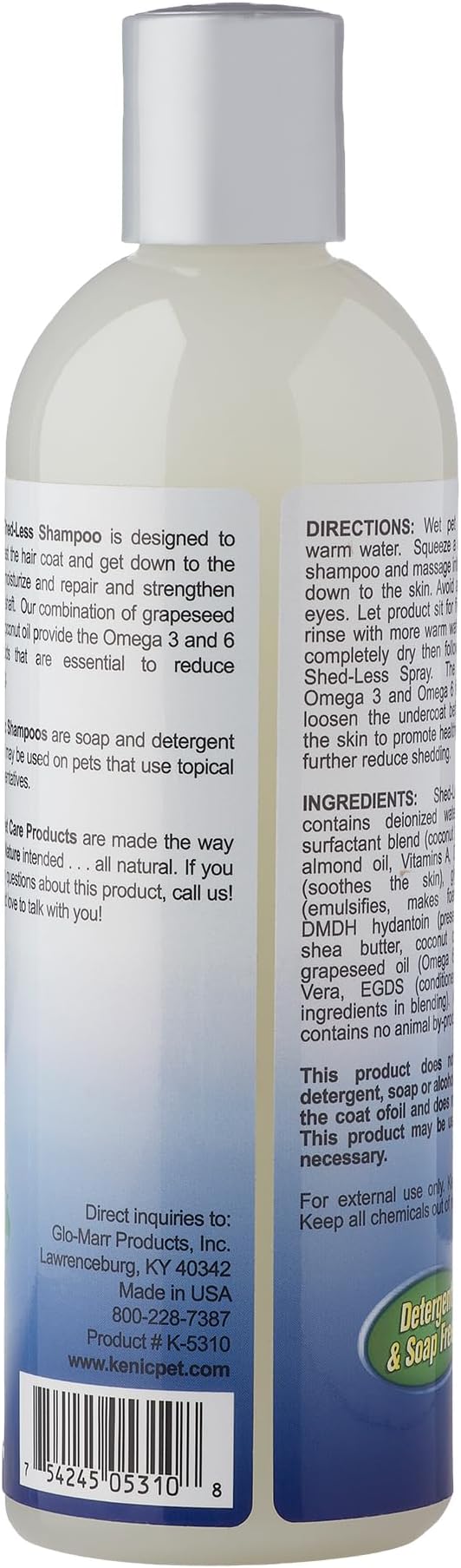 Kenic Deshedding Dog Shampoo, Proven to Reduce Shedding, Conditions Coat, Enriched with Omega 3 & 6, Vitamin E & B5, Gentle & Nourishing Formula, Made in USA