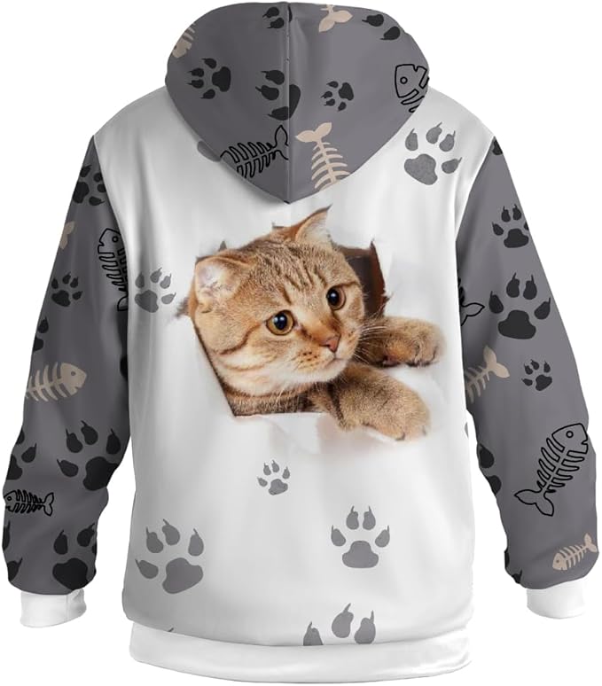 Cat Jacket for Men Women Paw Coat Hoodied Sweatshirts Zip Up Hoodies