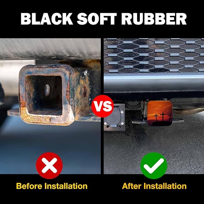 Trailer Hitch Receiver Covers Christian Cross Hitch Cover Protector, Jesus Christ Cross Mountain Sunset 2" Inch Tow Rear Hitch Tube Cover Plug Cap for Pickup Trucks Cars SUVs Sedans Tractors