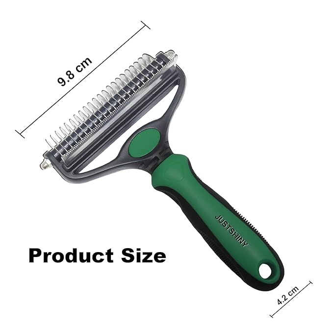Pet Grooming Set – 1 Brush + 2 Toothbrushes (Soft & Finger) for Dogs & Cats(Green Handle)