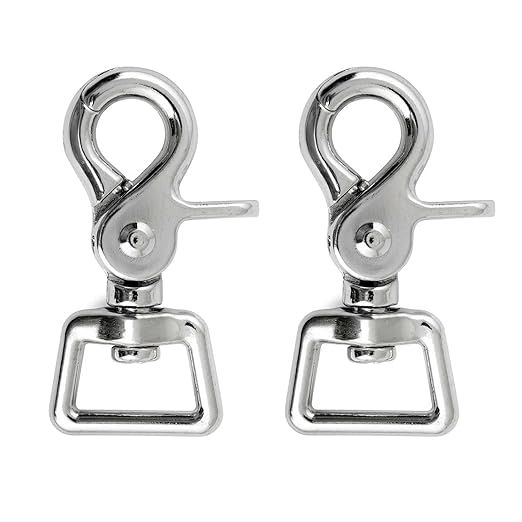Jeffers Trigger Snap Scissor Snap Clip with Swivel Square Eye 2.5" – Nickel Plated Die Cast for Rope, Pet Leash, Harness, Keychain, DIY Crafts, Camping, Tools, Utility Use - 3/4" 2 Pack