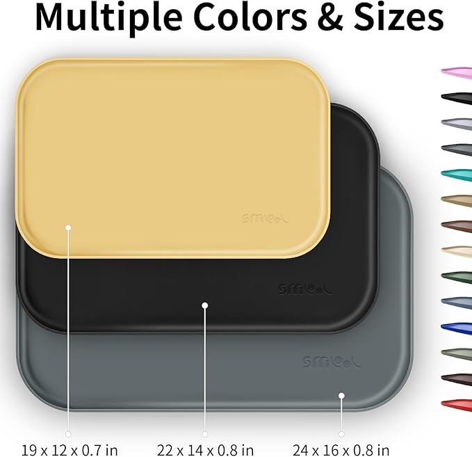 Silicone Pet Feeding Mat with Raised Edge for Food and Water, Dog Bowl Mats, Cat Bowls Placemat with High Lip for Floor Waterproof, Rubber Tray for Cats and Dogs 22 x 14 x0.8 Pink