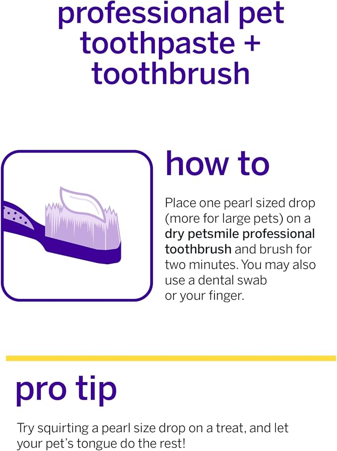 Petsmile Professional Pet Teeth Brushing Kit for Cats & Dogs- Only VOHC Accepted Toothpaste & Patented Toothbrush - Proven to Control Plaque & Tartar Calprox Formula (London Broil, 4.2 Oz)