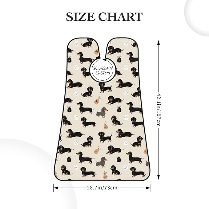 Stretchable Beard Cape, Non-Stick Hair Catcher for Trimming, Waterproof Grooming Apron, Cartoon Dachshund Weiner Dog Pet Dogs