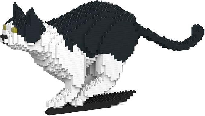 JEKCA Cat 21S-M01 | Black and White Cat Plastic Building Blocks | Age 14+