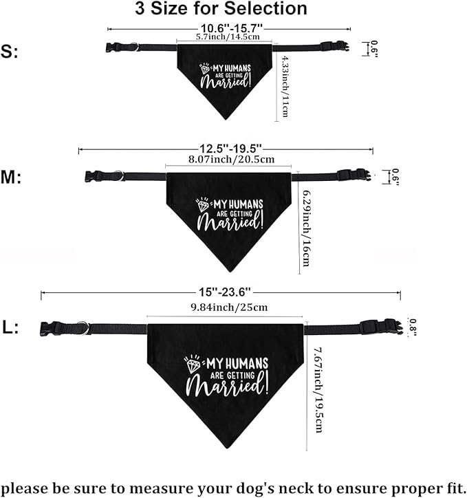 My Humans are Getting Married Dog Wedding Bandana Collar, Adjustable Engagement Pet Bandana with Quick Release Buckle & D-Ring for Dogs & Cats