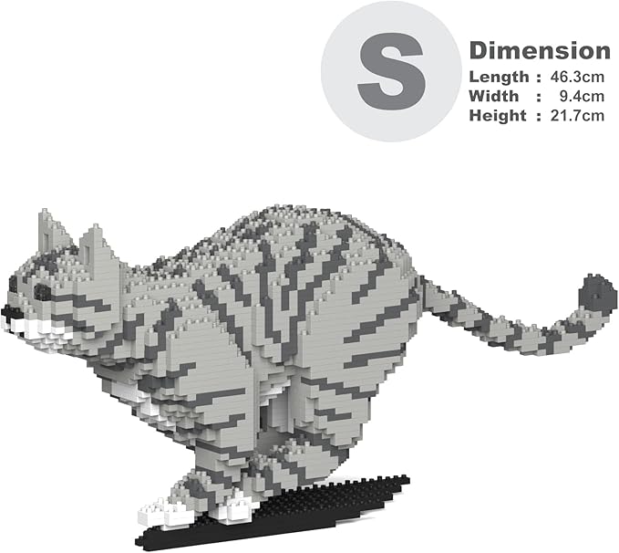 JEKCA Cat 18S-M03 | Tabby Cat Plastic Building Blocks | Age 14+