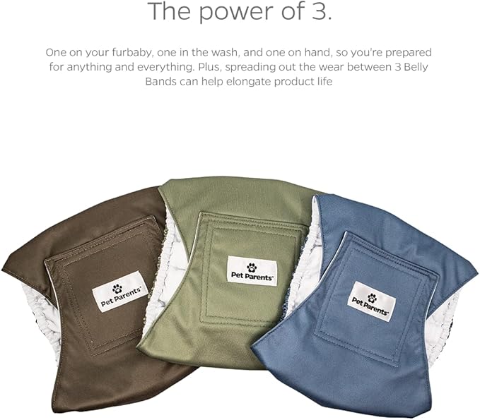 Pet Parents® Washable Belly Bands for Male Dogs (3pack) + Extendrs® of Durable Dog Diapers Male, Premium Male Dog Diapers & Dog Wraps (X-Small, Koda)