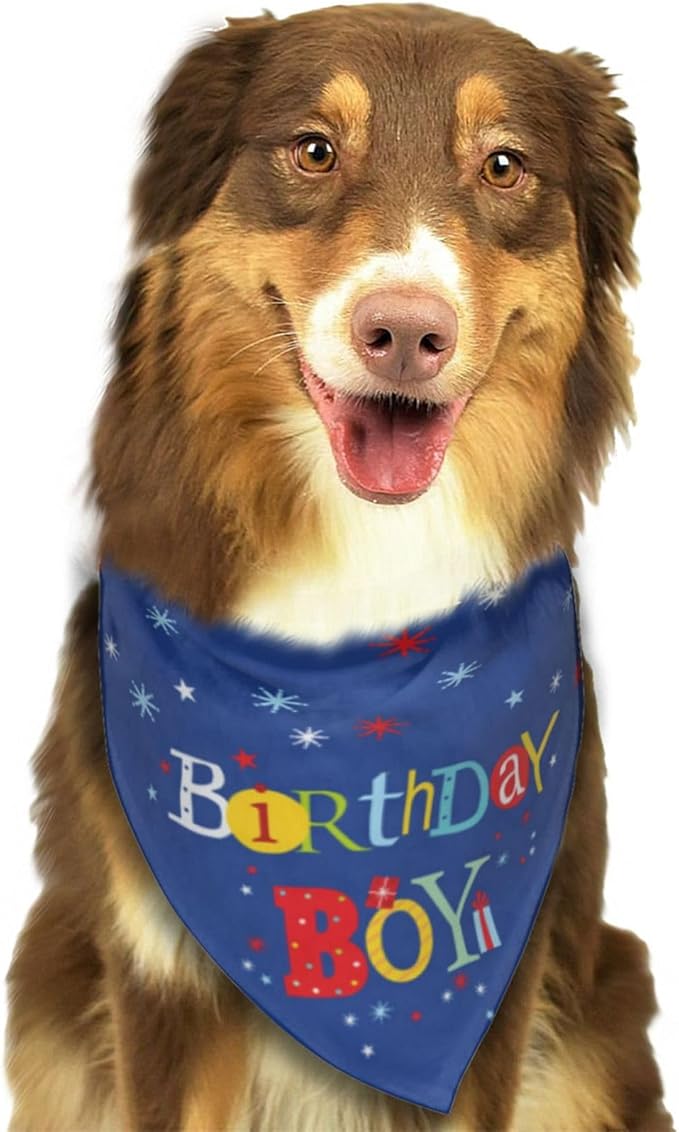 Happy Birthday Boy Dog Bandana Scarf Triangle Bibs Pet Accessories Cat Kerchief