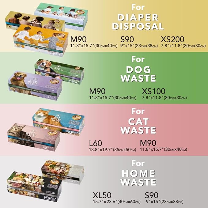 Best Odor-Sealing Cat Poop Bags, BOS for Pet Waste & Kitty Litter - Disposal Bags - Scent & Smell Free (60 bags) [Size: L, Color: Light blue] NOT a litter box liner (Pack of 2)