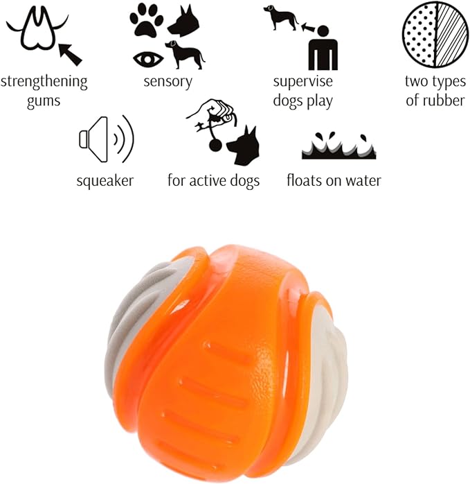 Dingo Toy for Dog, Durable TPR Rubber for chewers, Fetch Toy for Play, Boomerang 9.1", 17395 (Ball dent)