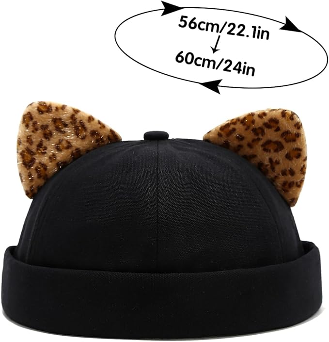 Malaxlx Cat Ear Docker Cap for Women Men – Brimless Cotton Sailor Beanie Skull Cap
