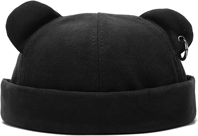 Malaxlx Cat Ear Docker Cap for Women Men – Brimless Cotton Sailor Beanie Skull Cap