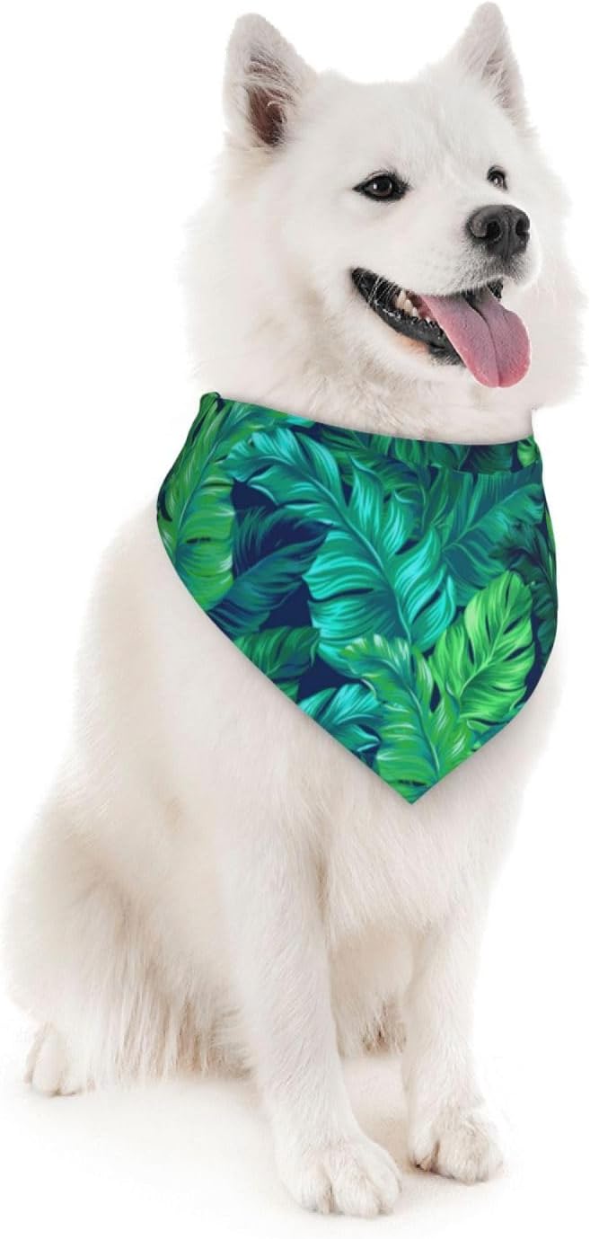Tropical Hawaiian Leaves Turquoise Leaf Summer Dog Bandana Scarf Triangle Bibs Pet Accessories Cat Kerchief