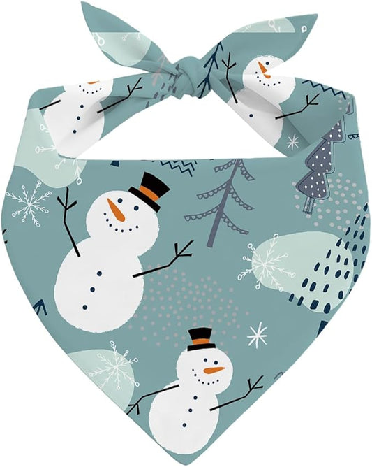 Christmas Dog Bandanas, Dog Bandanas, Blue Snowman Dogs Bandana, Pet Triangle Scarf, Holiday Bandana for Small Medium Dogs