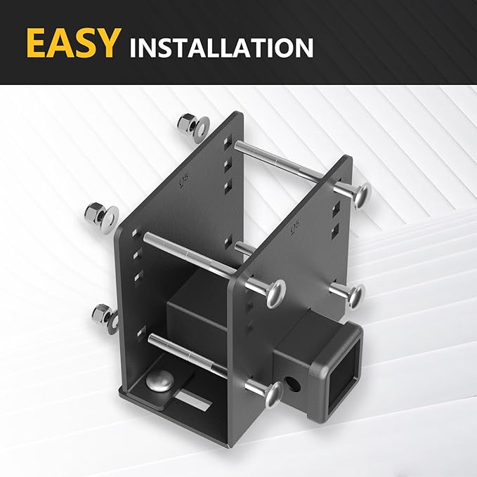 RV Bumper Hitch Receiver, 2" Tow Hitch Trailer, 3500 LBS Capacity Fits 2 inch to 4 inch Rear Beams, Towing Adapter Openning for Camper Cargo Carrier Bike Racks RV Tire Carrier Ball Mounts