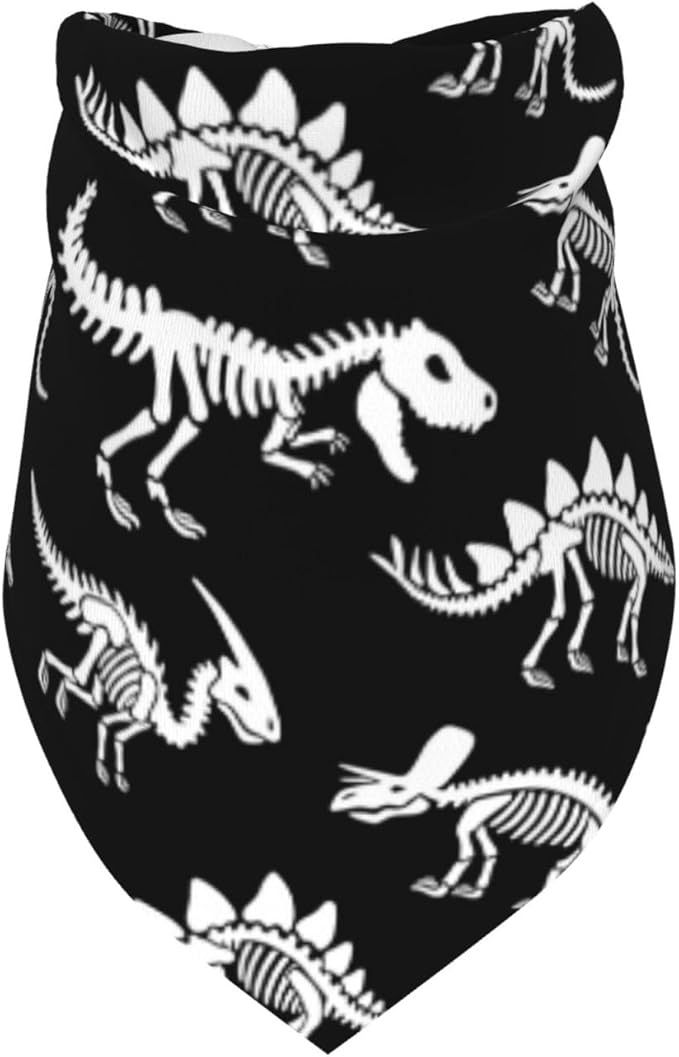 Dinosaur Skeleton Fossil Primitive Halloween Dog Bandana Scarf Triangle Bibs Pet Accessories Cat Kerchief