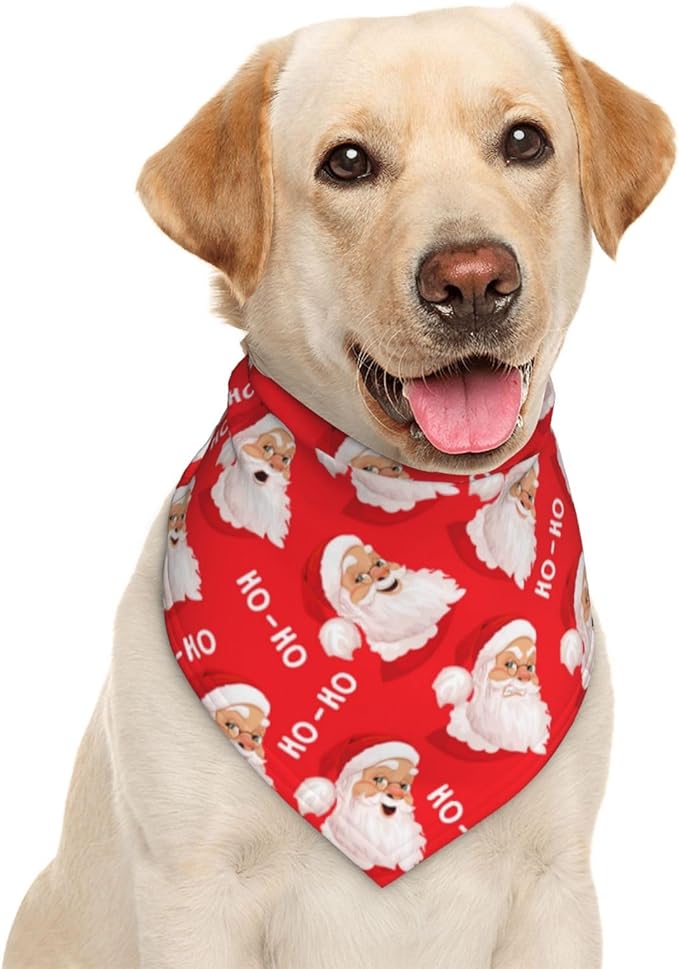 Merry Christmas Santa Claus Cute Dog Bandana Scarf Triangle Bibs Pet Accessories Cat Kerchief White23 One Size
