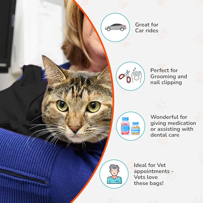 Cat-in-the-Bag Cozy Comfort Carrier - Extra Small Charcoal Cat Carrier Soft and Pet Carrier for Nail Clipping, Vet Visits, Medication Administration, Dental Care, and Traveling