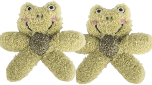 Cat Toys with Catnip Kitten Chew Bite Supplies Boredom Relief Fluffy Kitty Teeth Cleaning Chewing Cat Lovers Interactive Plush Gift (Frog&Frog)