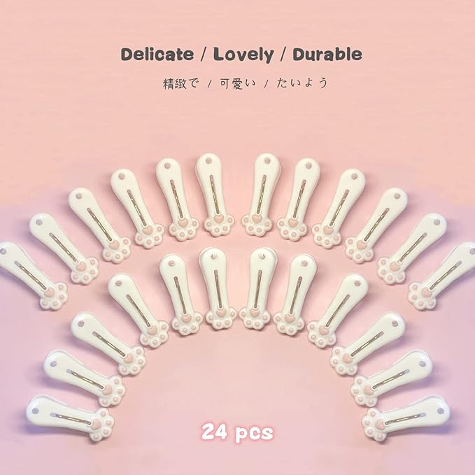 Plastic Clothespins Laundry Clothes Pins-24 Pack, Traceless Clothes Pegs, Bag Clips, Food Package Clip, with Cute Cat Claw Pattern