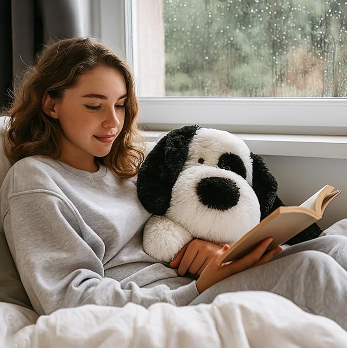 Floppy Stuffed Dog Puppy Plush Toy, Huggable White Beagle with Black Ears Labrador Retriever Stuffed Animal Dogs for Kids Girls Boys Baby Birthday Bedtime Gift, 20 inches