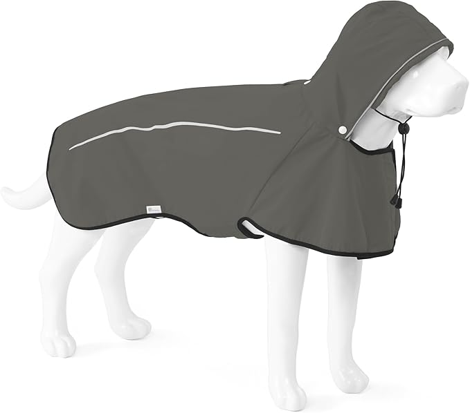 Mile High Life Dog Raincoat, Adjustable Waterproof Pet Rain Jacket, Reflective Hooded Poncho for Small Medium Large Dogs, Lightweight Breathable Pet Rain Coat (Dark Gray,XL Chest 31"-37")