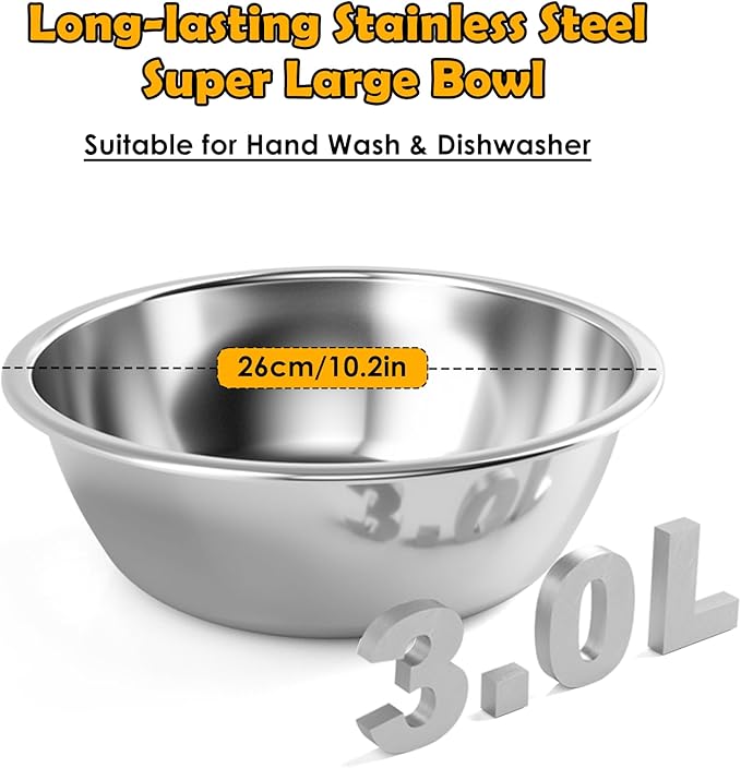 0.8 Gallon Elevated Dog Water Bowl for Medium Dog, 4-Height Adjustable (8–12.2'') Raised Stainless Steel Bowl with Spill-Proof Mat & Sturdy Metal Stand, Easy-Clean Feeder for Indoor/Outdoor Use