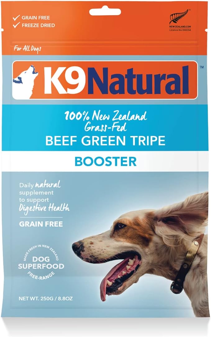 K9 Natural Freeze Dried Dog Food Topper with Verified Ingredients, Organ Meat Blend for Digestive Support, Human-Grade Freeze Dried Puppy Food & Dog Topping, Beef Green Tripe, 8.8oz