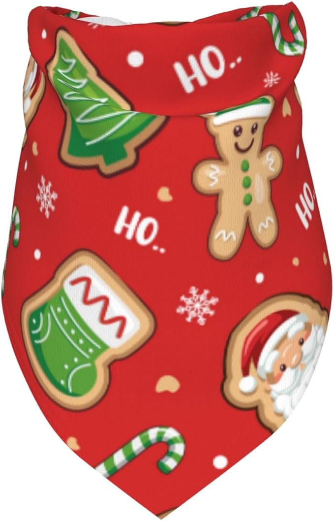 Christmas Gingerbread Man Santa Claus Tree Candy Cane Cute Dog Bandana Scarf Triangle Bibs Pet Accessories Cat Kerchief White40 One Size