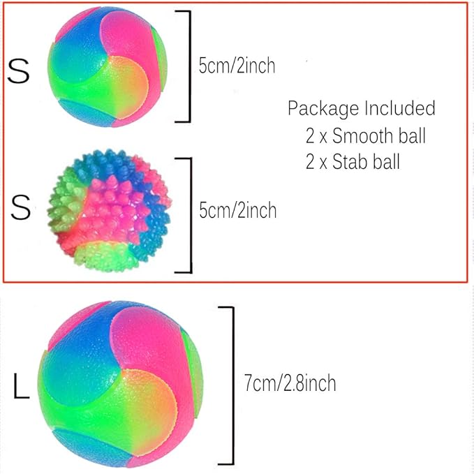 FineInno 4 pcs Light Up Dog Balls,Flashing Elastic Ball,Glow Ball,Glow in The Dark Interactive Pet Toys for Aggressive Chewers,Puppy, Cats, Dogs