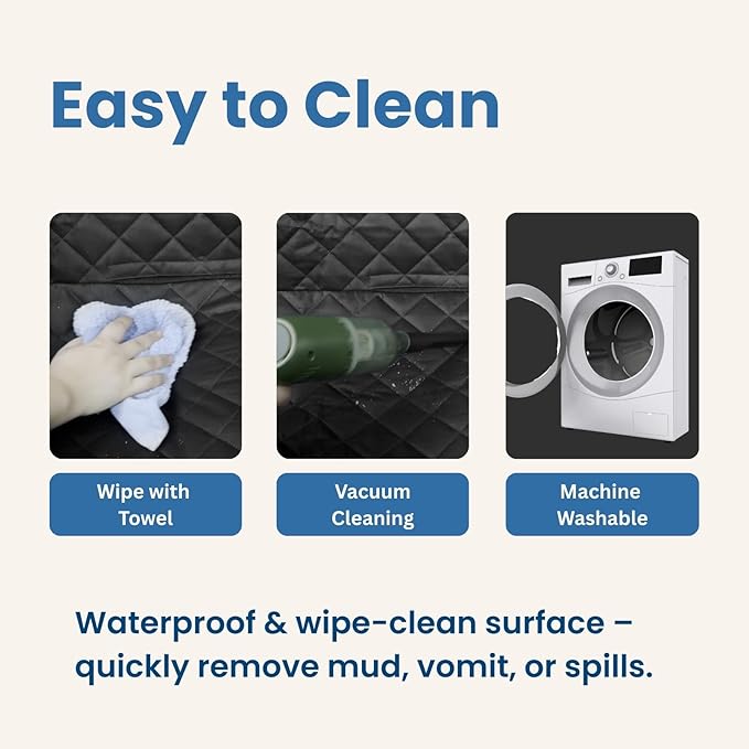 Dog Hammock for Car with Door Protectors, Waterproof, Scratchproof, Split Soft Dog Seat Cover for Back Seat with Mesh Window, Fits SUV/Sedan/Tesla Models (Black)