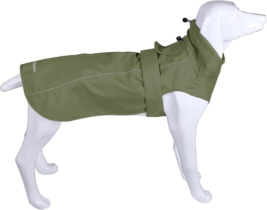 Adjustable Waterproof Dog Raincoat for Dogs,Lightweight Pet Rain Jacket Puppy Clothes with Reflective Strip for Small Medium Large Dogs (Army Green, XX-Large)