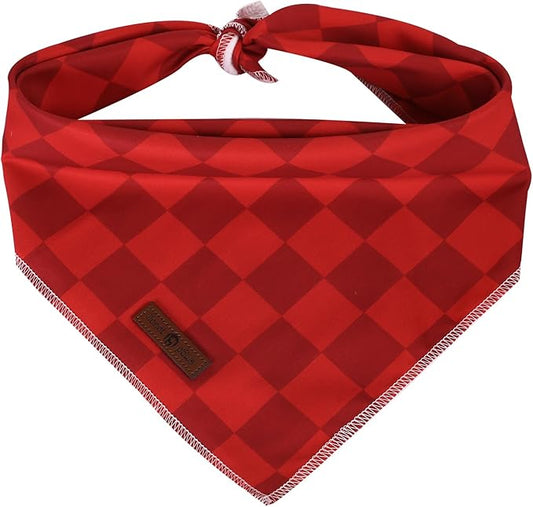 Lionet Paws Christmas Dog Bandana Washable Cotton Handkerchief Scarf Triangle Christmas Red Plaid Dog Bandanas for Medium Large Dogs Girl Boy
