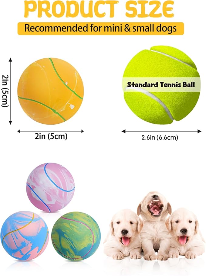 SCHITEC Dog Squeaky Toy Balls, Puppy Tennis Balls for Fetch Play, Interactive Latex Squeak Pet Toy for Puppies Mini Breed Small Dogs