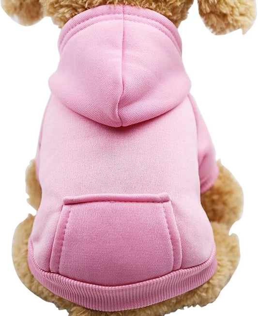 Jecikelon Winter Dog Hoodie Sweatshirts with Pockets Warm Dog Clothes for Small Dogs Chihuahua Coat Clothing Puppy Cat Custume (Pink, X-Large)