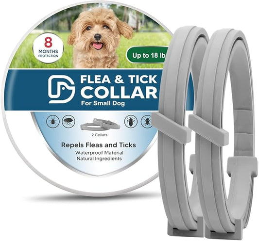Flea and Tick Collar for Puppies, Dog Tick Collars, Flea Collar for Small Dogs, Waterproof, 8 Months Protection Each, One Size Fits All-2P