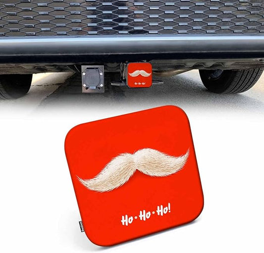 Tow Hitch Covers Christmas Santa, Funny Christmas Santa Mustache Laugh Auto 2 Inch Trailer Hitch Cover Plug Cap Insert Receiver Tube Hitch Covers for Most Cars Trucks SUVs