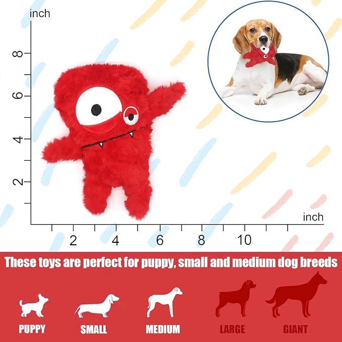 Squeaky Dog Toy, Plush Stuffed Dog Toy Keep Them Busy Tug of War Dog Chew Toy for Small Medium Large Dogs (Red)