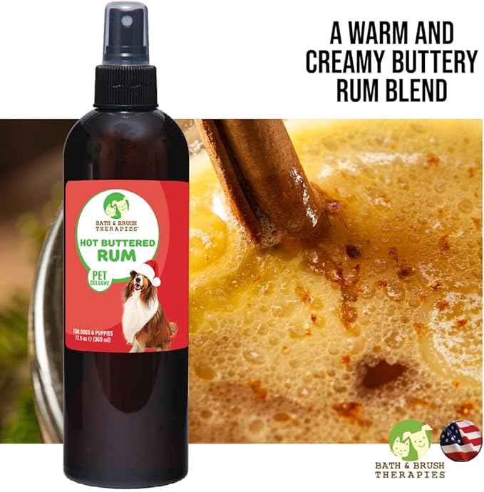 Showseason Animal Products Bath & Brush Therapies® Hot Buttered Rum Pet Cologne For Dogs 12.5 oz | Long-Lasting Odor Eliminator | Paraben-Free | Biodegradable & Non-Toxic | Made in USA